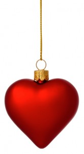 Crimson Christmas Heart bauble on gold thread